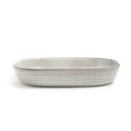 Lunde Ceramic Oval Baker Kitchen Accessory Dishwasher Safe 36x26cm Reactive Grey