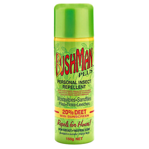 Wildtrak Bushman Plus Aerosol 20% Deet w/ Sunscreen Insect Repellent 150grm