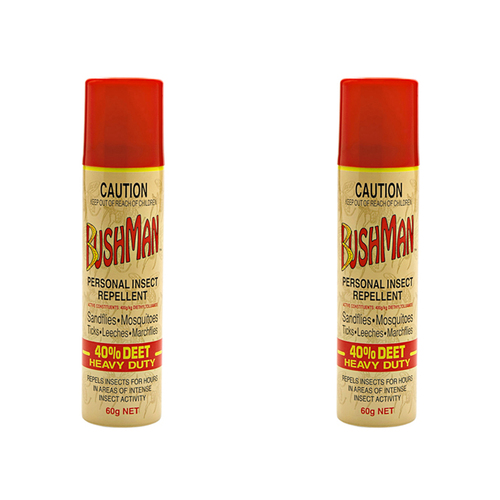 2x Bushman Ultra 60g Aerosol Spray Insect Repellant BU60A - Red