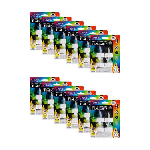12x 4pc Divine Living Battery Operated Tealights Candles Colour Changing Small