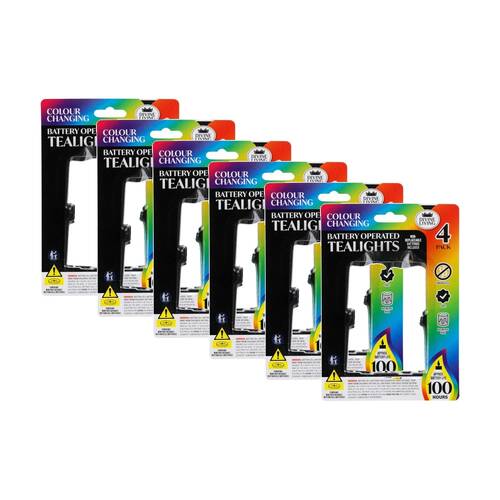 6x 4pc Divine Living Battery Operated Tealights Candles Colour Changing