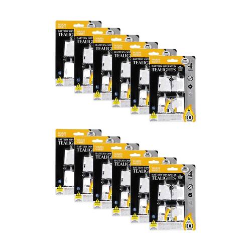 12x 4pc Divine Living Battery Operated Tealights Candles Warm White