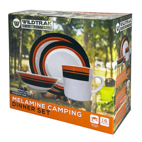 16pc Wildtrak Melamine Camping Food Plate/Bowl/Coffee Mug Set
