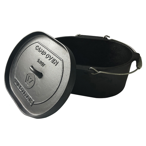 Wildtrak Oval 9.5qt/38cm Cast Iron Camp Oven - Black