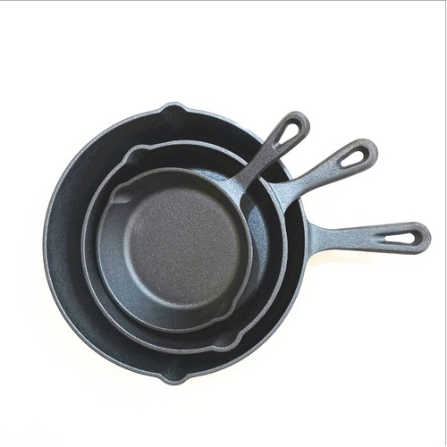3pc Wildtrak 15/20/25cm Cast Iron Frying Pan Set - Black
