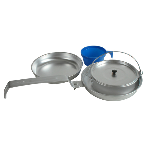 4pc Wildtrak Aluminium 1-Person Mess Kit Pot/Pan/Cup - Silver
