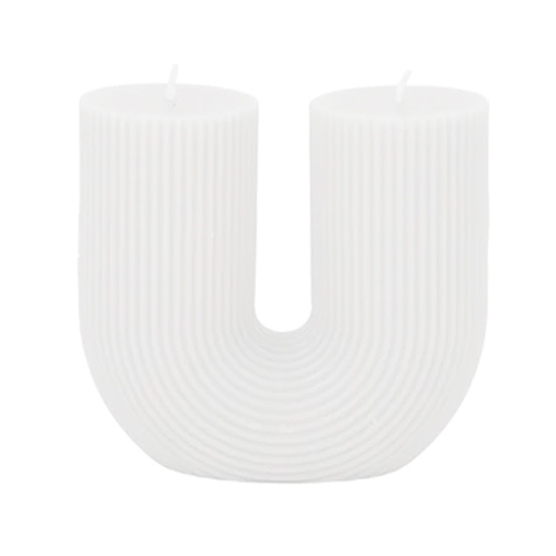 Assemble U Shaped Ribbed Candle White