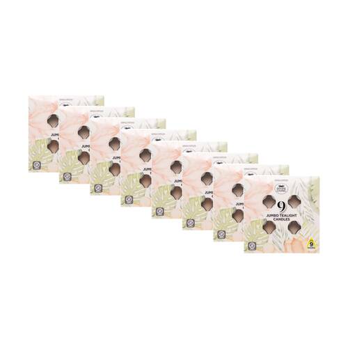 8x 9pc Divine Living Unscented Tealights Candles 9 Hours Burn Time 17.7x17.7cm