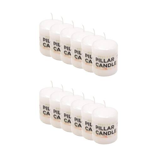 12PK Divine Living Wax Pillar Church Decorative Candle 6x8cm White