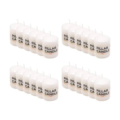 24PK Divine Living Wax Pillar Church Decorative Candle 6x8cm White