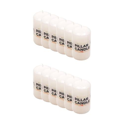 12PK Divine Living Wax Pillar Church Decorative Candle 6x13cm White
