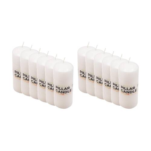 12PK Divine Living Wax Pillar Church Decorative Candle 6x15cm White