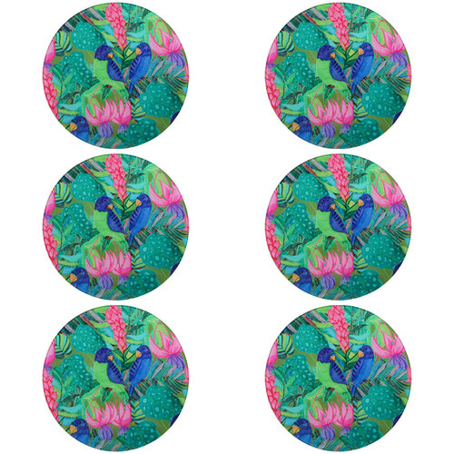 6PK LVD Rio Glass Trivet Table Protector Round 21x21cm