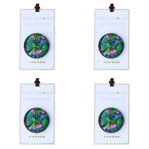 4PK LVD Favourite Glass/Metal 10cm Fridge Gift Tag Magnet Round