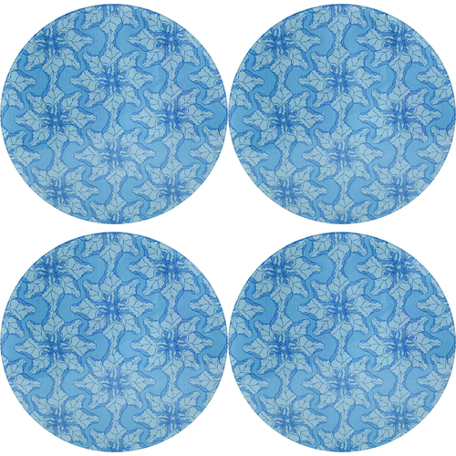 4PK LVD 32x32cm Tempered Glass Trivet Ripple Large Kitchen Decor - Blue