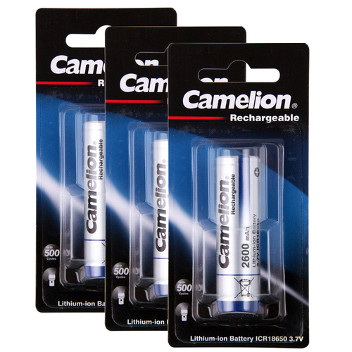 3PK Camelion Li-Ion Rechargeable Battery 18650 3.7Volt 2600mAh