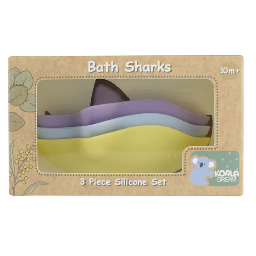 3pc Koala Dream Bath Sharks Silicone Baby/Toddler Toy Set Yellow/Purple 10m+