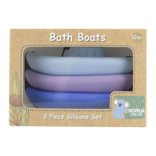 3pc Koala Dream Bath Boats Silicone Baby/Toddler Toy Set Blue/Purple 10m+