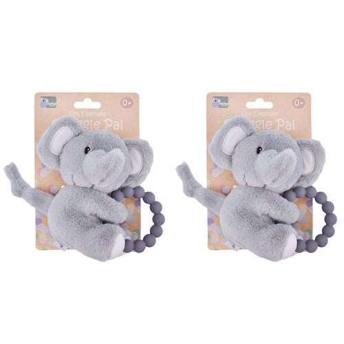 2PK Koala Dream Snuggle Pal Ellis Elephant With Silicone Teething Ring Grey