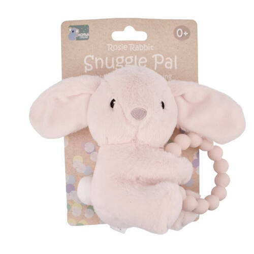 Koala Dream Snuggle Pal Rosie Rabbit With Silicone Teething Ring Pink