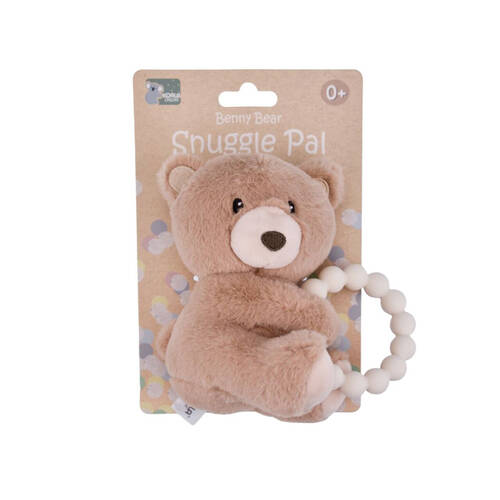 Koala Dream Snuggle Pal Benny Bear With Silicone Teething Ring Brown