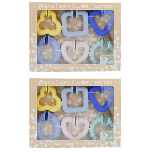 2PK Koala Dream Silicone Baby Snap & Learn Sensory Soothing Gum Teethers 4m+