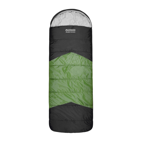 Wildtrak Bremer 220x80cm Hooded Sleeping Bag - Green/Black