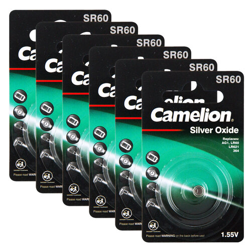 6PK Camelion Silver Oxide Button Sr621 Single Card
