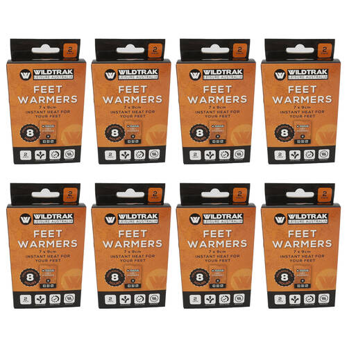 8x 2pc Wildtrak Instant Heat Feet Warmers Odourless 7x9cm