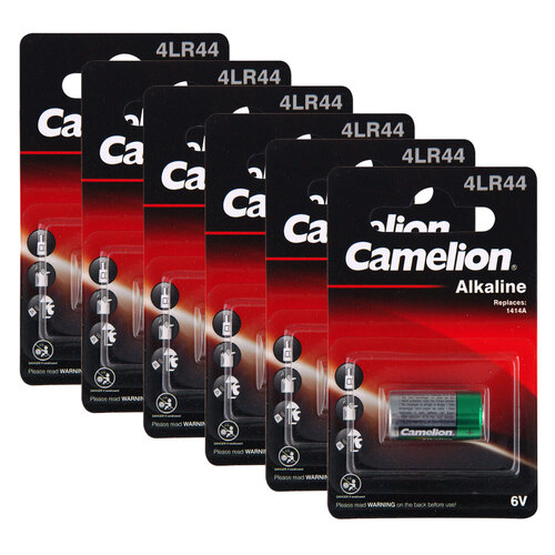 6PK Camelion Alkaline Battery 4LR44/PX28A/V4034 Single
