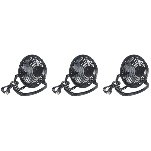 3PK Wildtrak Portable Fan Usb Black W/85cm Cable Outdoor Camping 15x17cm