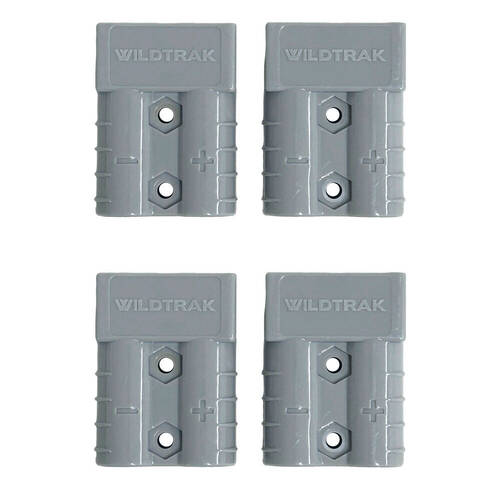 2x 2pc Wildtrak 50A Anderson Style Connector Nylon Silver Plated Plug Set Grey