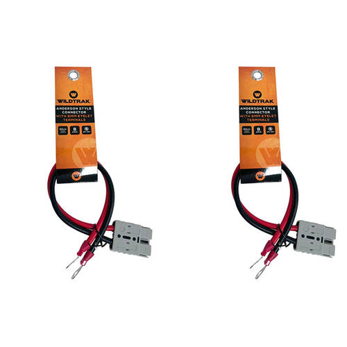 2PK Wildtrak 50A Anderson Connector 8MM Eyelet 8AWG 30cm Black and Red