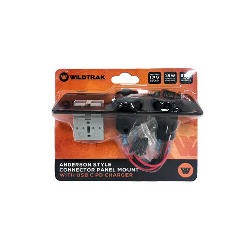 Wildtrak 50A Anderson Style Connector Panel Mount Charger Black