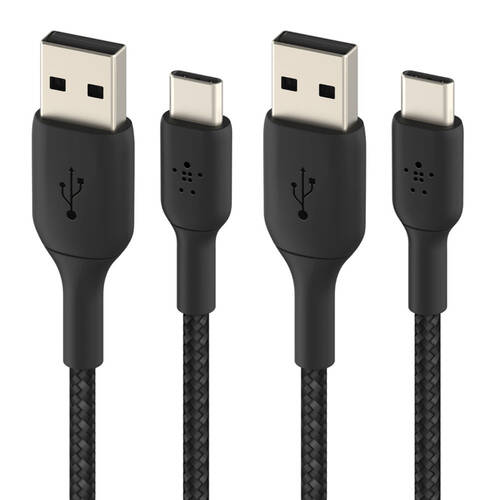 2PK Belkin 15cm USB-A to USB-C Cable - Black