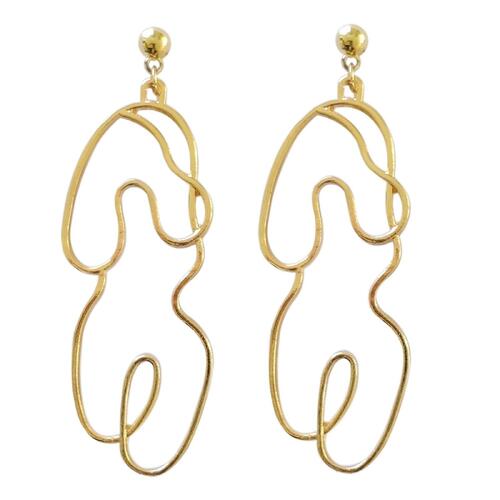 Culturesse Eimear Female Body Line Art 7x2.4cm Earrings For Pierced Ears - Gold