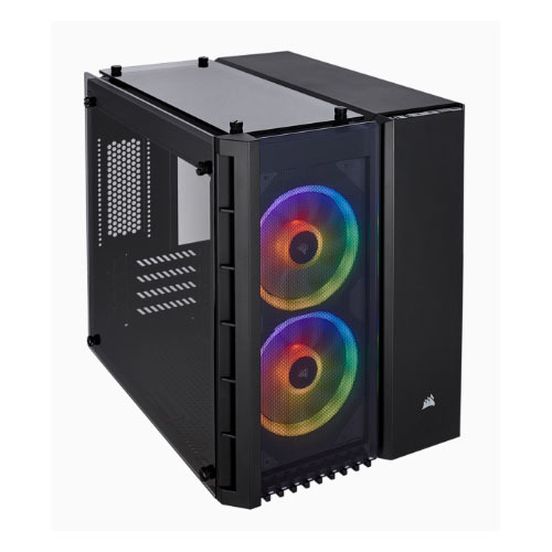 Corsair Crystal 280X RGB Tempered Glass 2 Chamber Micro ATX Case for PC - Black