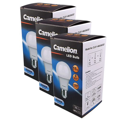 3PK Camelion Led Globe 11W 240V Edison - Cool 6500K E27