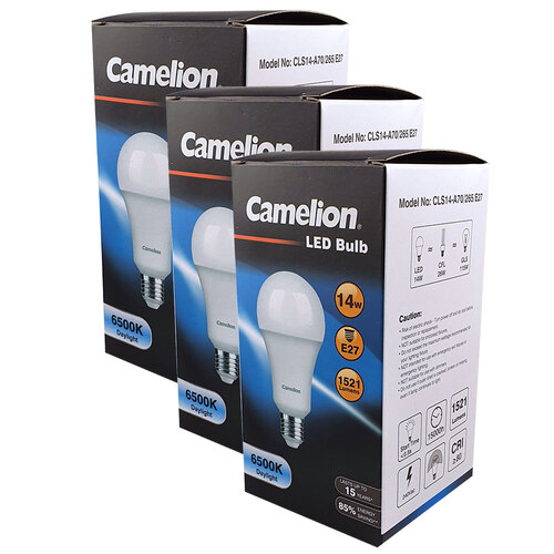 3PK Camelion Led Globe 14W 240V Edison - Cool 6500K