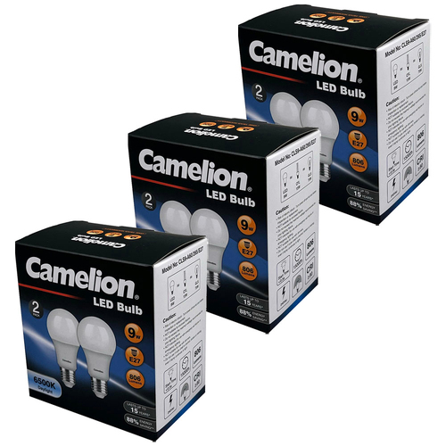 3x 2pc Camelion Led Light Globe 9W 240V Edison Daylight 6500K E27