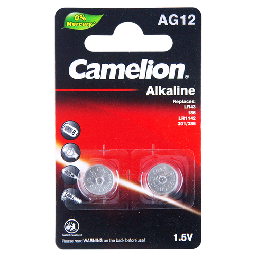 2pc Camelion Alkaline Button Cell LR43/AG12