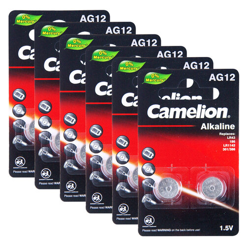 6PK 2pc Camelion Alkaline Button Cell LR43/AG12