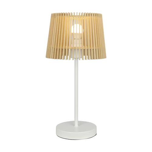 NF-Living Nunya Modern Bedside/Desk Table Lamp With Wooden Slats 22x44cm White