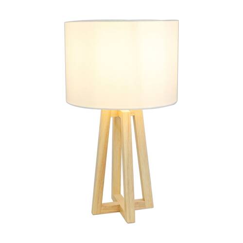 NF-Living Brite Contemporary Tripod Bedside/Desk Table Timber Lamp 25x45cm White