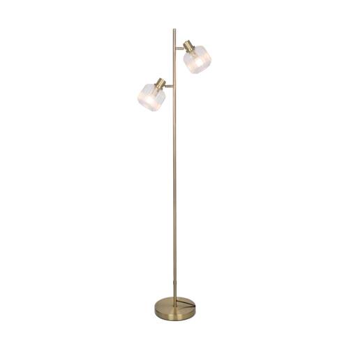 NF-Living Orbix Vintage-Inspired Dual Headed Floor Glass&Brass Lamp 23x32x156cm