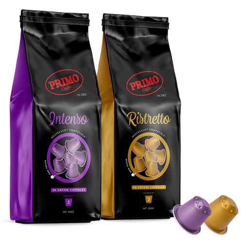 2x 50pc Primo Intenso/Ristretto Hermetic Coffee Capsules for Nespresso Machine