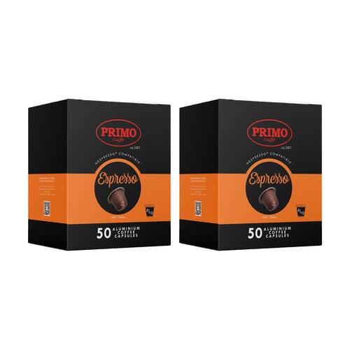 2x 50PK Primo Caffe Coffee Pods Nespresso Compatible Strong Espresso Intensity 8