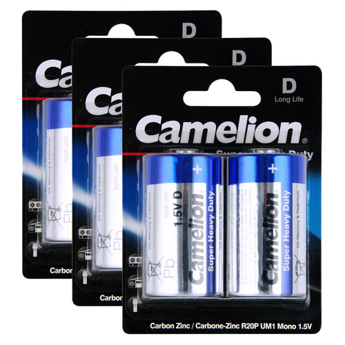 3PK 2pc Camelion Super Heavy Duty D