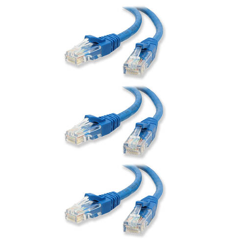 3PK Sansai 10m Blue CAT5e Networking Patch Cable