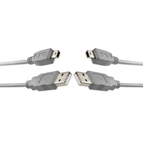 2PK 1.8m 2.0 USB A to Mini B Data Cable